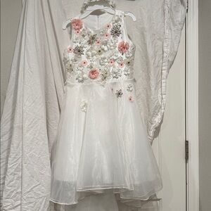 Floral Embellished White Dress